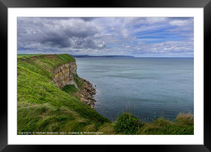 Clifftop view from near Filey Brigg Framed Mounted Print by Michael Shannon