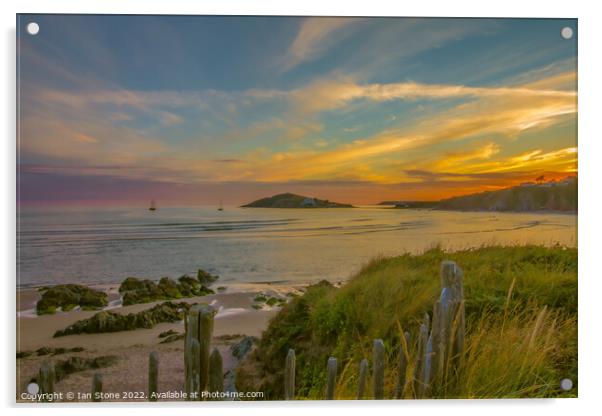 Majestic Sunset over Burgh Island Acrylic by Ian Stone