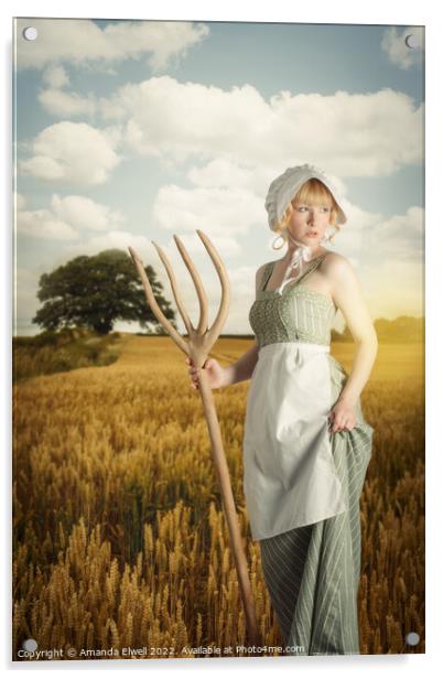 Woman In Wheat Field Acrylic by Amanda Elwell