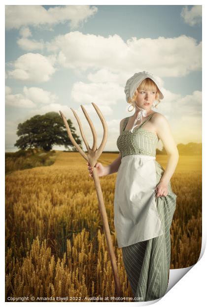 Woman In Wheat Field Print by Amanda Elwell