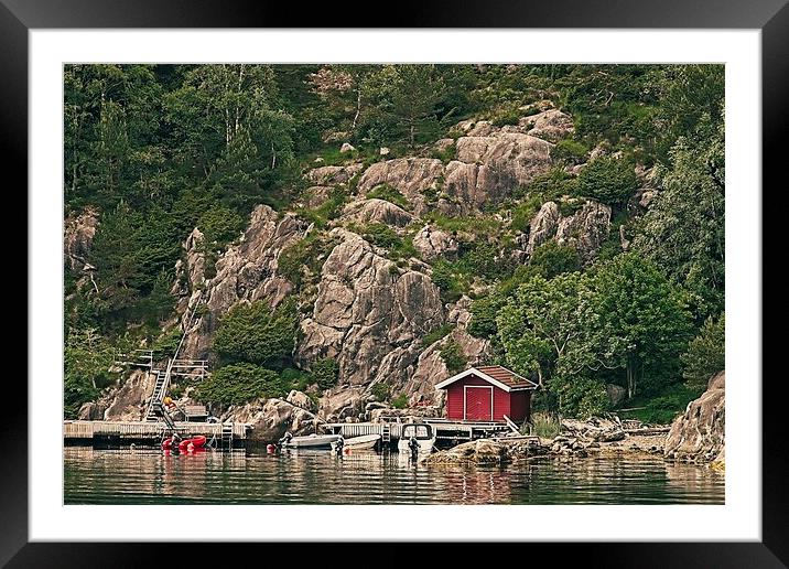Lysefjord Boathouse Norway Framed Mounted Print by Martyn Arnold