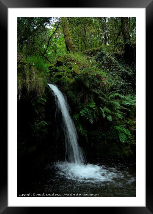 Waterfall in the middle of Carvalhais forest Framed Mounted Print by Angelo DeVal