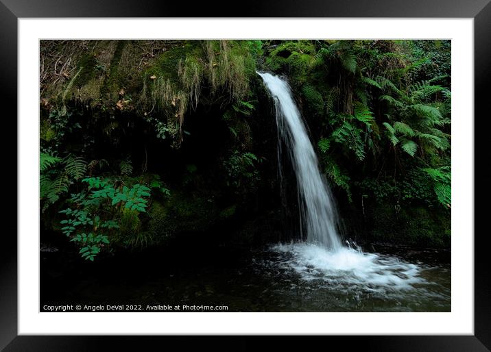 Waterfall in the middle of Carvalhais forest Framed Mounted Print by Angelo DeVal