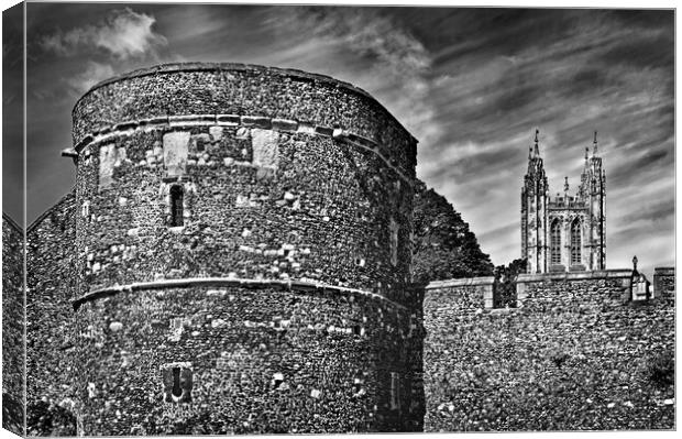 Canterbury Cathedral and City Wall Canvas Print by Darren Galpin