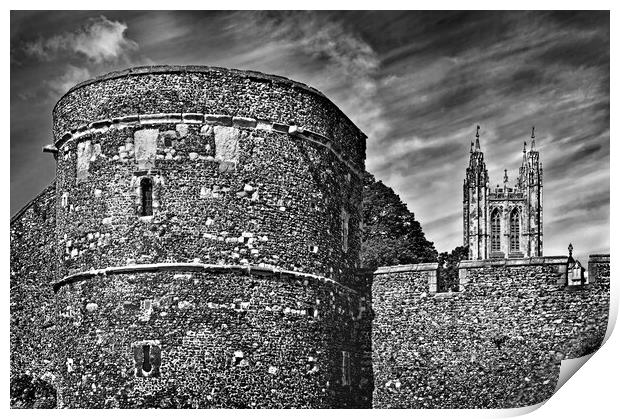 Canterbury Cathedral and City Wall Print by Darren Galpin