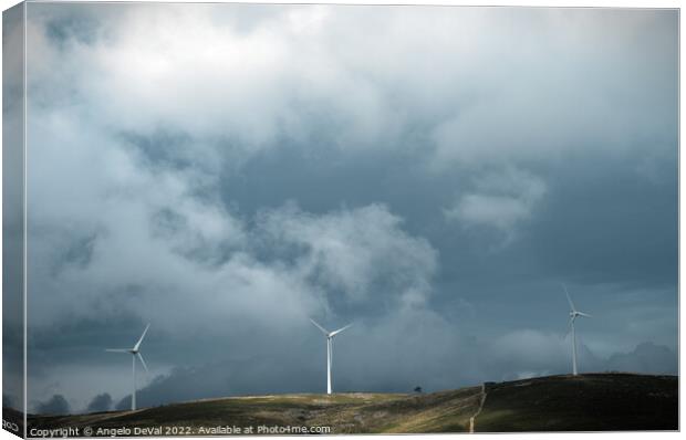 Wind turbines and clouds on Serra da Arada Canvas Print by Angelo DeVal