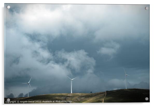 Wind turbines and clouds on Serra da Arada Acrylic by Angelo DeVal