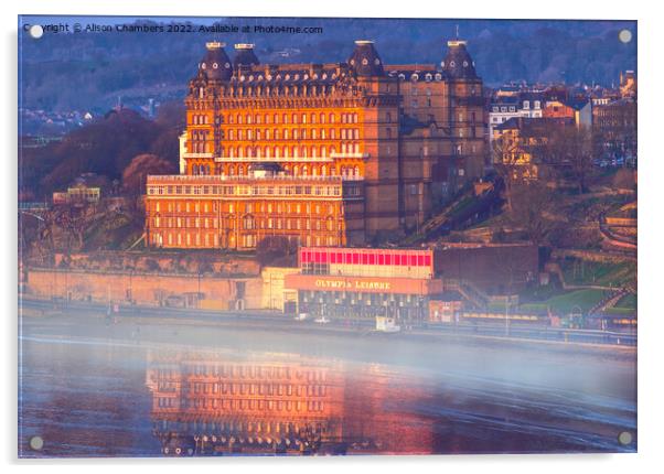 Scarborough Grand Hotel  Acrylic by Alison Chambers