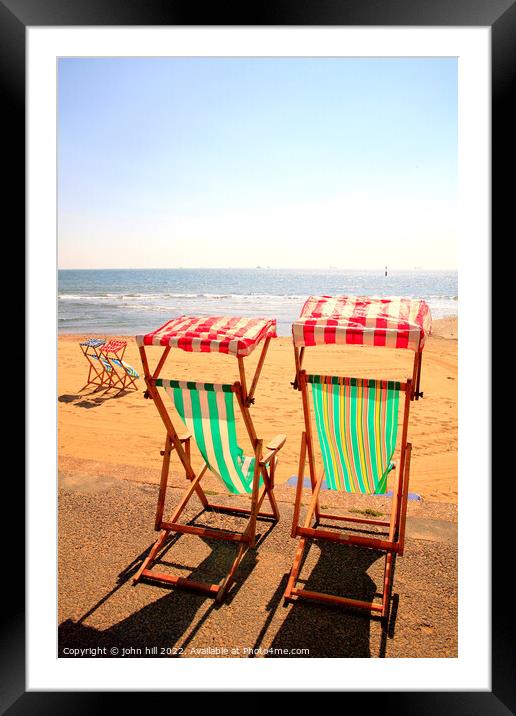 Deckchairs in portrait. Framed Mounted Print by john hill