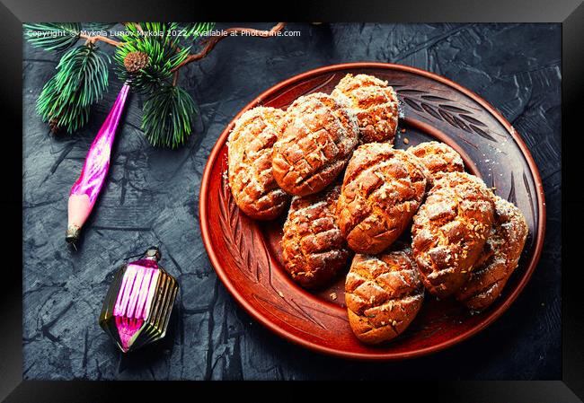 Homemade Christmas gingerbread or pastry. Framed Print by Mykola Lunov Mykola
