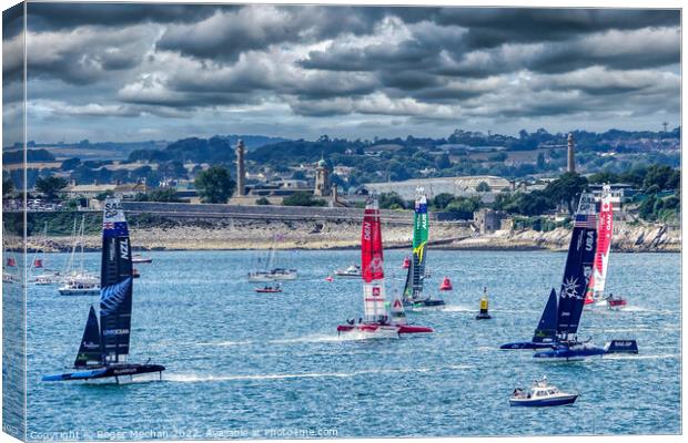 Racing Reigns in Plymouth Sound Canvas Print by Roger Mechan