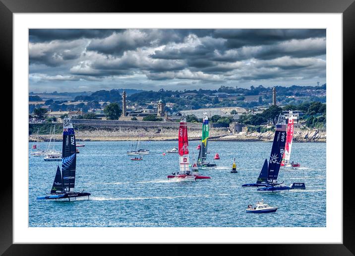 Racing Reigns in Plymouth Sound Framed Mounted Print by Roger Mechan