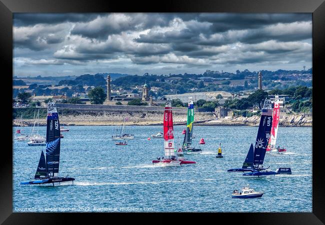 Racing Reigns in Plymouth Sound Framed Print by Roger Mechan