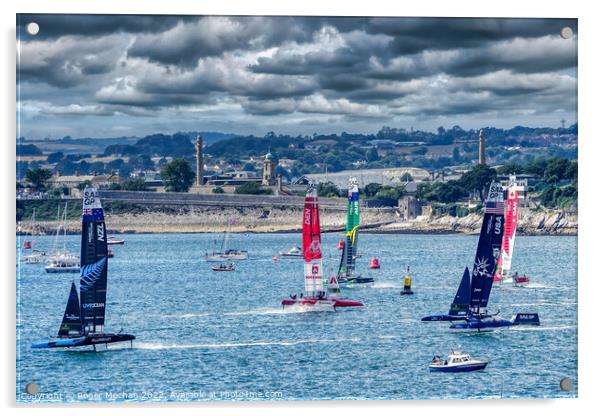 Racing Reigns in Plymouth Sound Acrylic by Roger Mechan