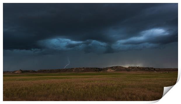 Asperitas cloud lightning, Wyoming Print by John Finney