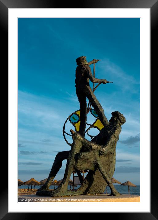 Quarteira Beach Statue Framed Mounted Print by Angelo DeVal