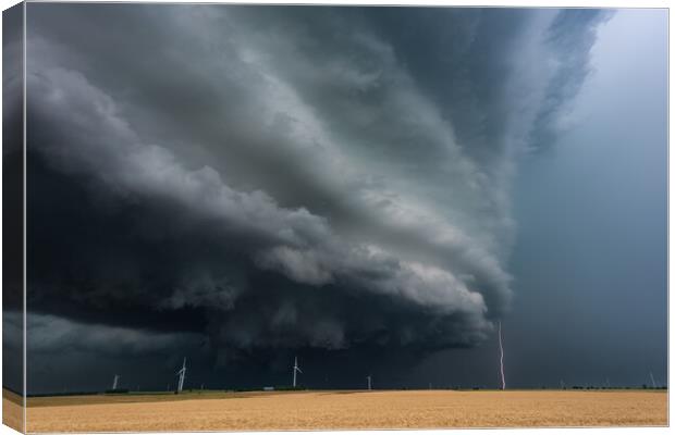 Tornado warned Supercell, Kansas Canvas Print by John Finney