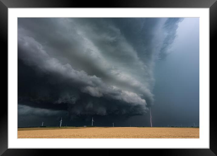 Tornado warned Supercell, Kansas Framed Mounted Print by John Finney