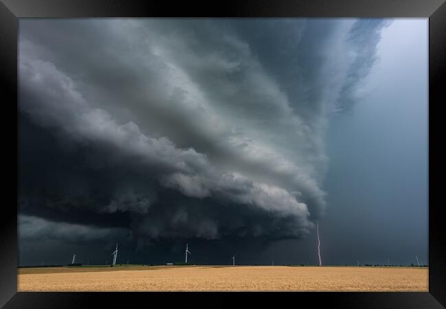 Tornado warned Supercell, Kansas Framed Print by John Finney