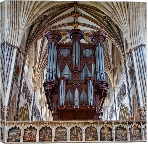 Organ in Exeter Cathedral Canvas Print by Joyce Storey