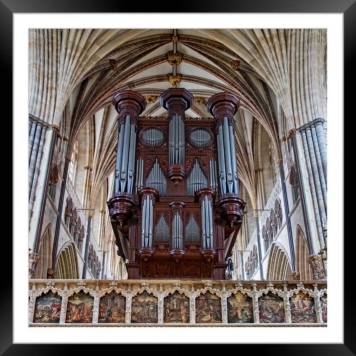 Organ in Exeter Cathedral Framed Mounted Print by Joyce Storey