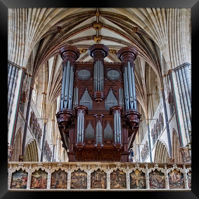 Organ in Exeter Cathedral Framed Print by Joyce Storey