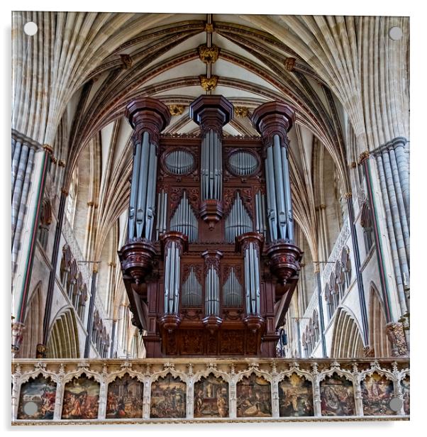 Organ in Exeter Cathedral Acrylic by Joyce Storey