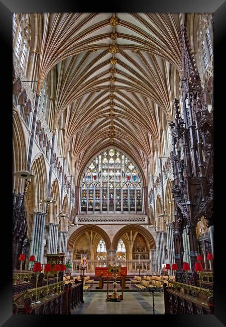 East Window in Exeter Cathedral Framed Print by Joyce Storey