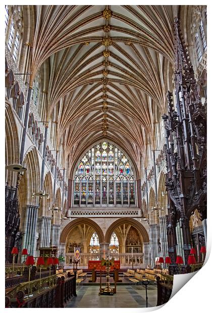 East Window in Exeter Cathedral Print by Joyce Storey