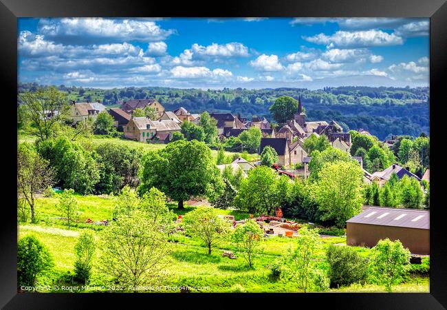 Serene French Village Amidst Lush Greenery Framed Print by Roger Mechan