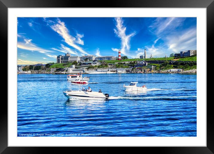 Serenity of Plymouth Sound Framed Mounted Print by Roger Mechan