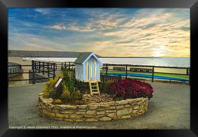 Filey Promenade Watercolour  Framed Print by Alison Chambers