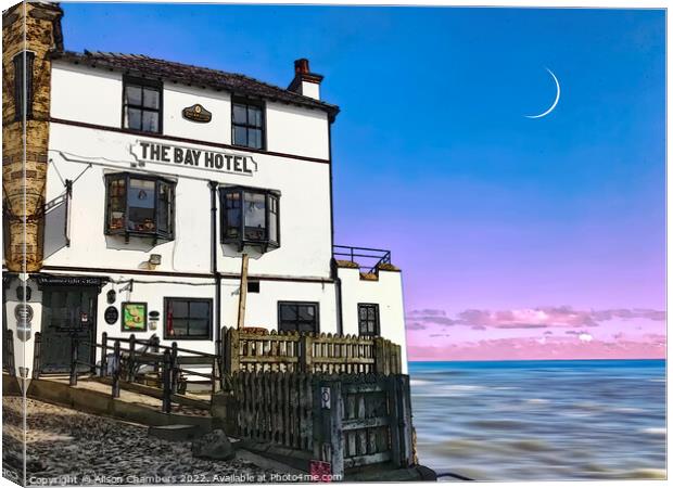 Robin Hoods Bay Watercolour  Canvas Print by Alison Chambers