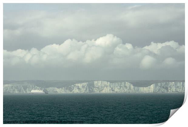White cliffs of Dover in mist Print by Sally Wallis