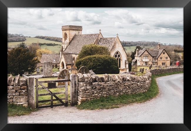 The Quintessential English Village Of Snowshill In The Cotswolds Framed Print by Peter Greenway