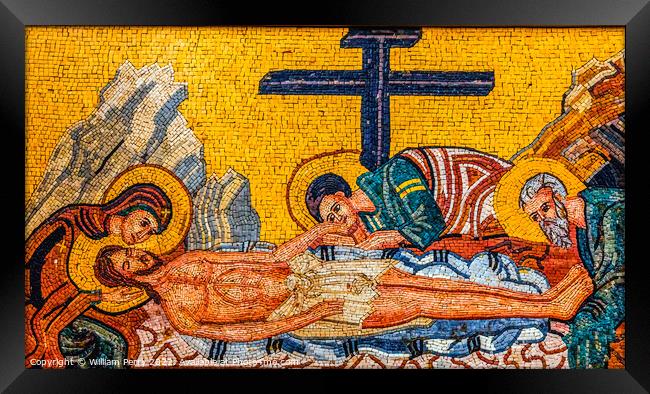 Christ Mary Cross Mosaic Saint George's Church Madaba Jordan Framed Print by William Perry