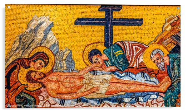 Christ Mary Cross Mosaic Saint George's Church Madaba Jordan Acrylic by William Perry