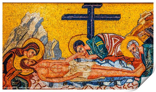 Christ Mary Cross Mosaic Saint George's Church Madaba Jordan Print by William Perry
