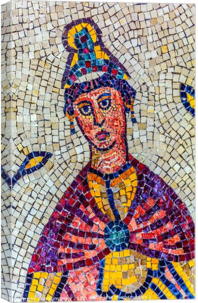 Ancient Person Mosaic Memorial Church Mount Nebo Jordan Canvas Print by William Perry