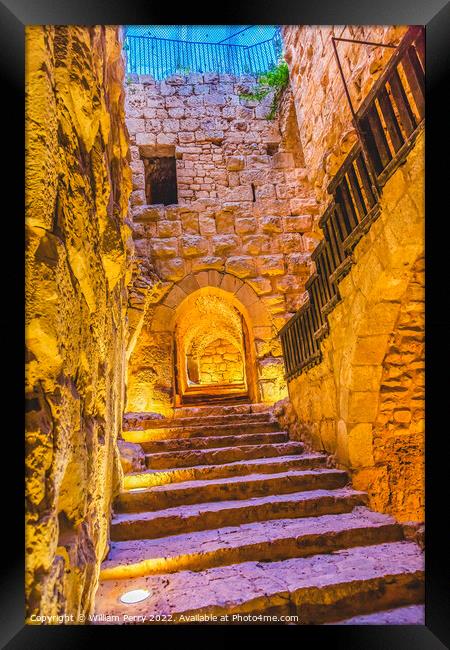Qalat ar-Rabid Ancient Arabic Fortress Castle Ajlun Jordan Framed Print by William Perry