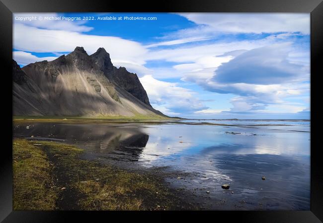 Spectacular view of Mount Vestrahorn in Iceland. Framed Print by Michael Piepgras
