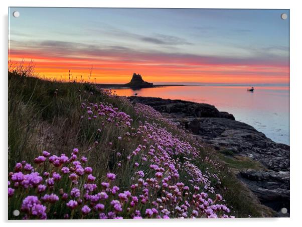 Holy Island Sunrise Northumberland Coast  Acrylic by David Thompson