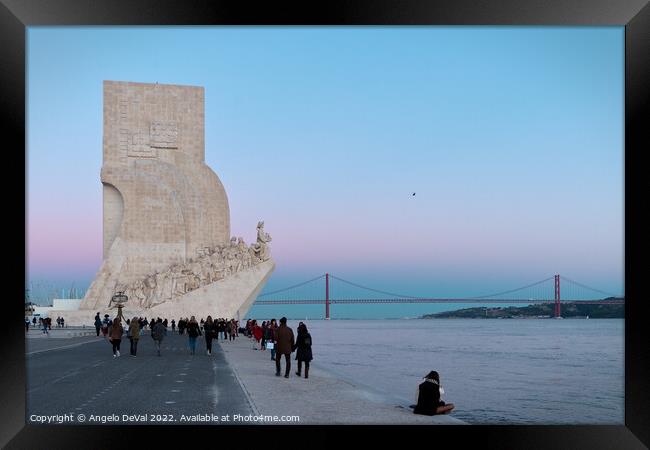 Belem scene at dusk in Lisbon Framed Print by Angelo DeVal