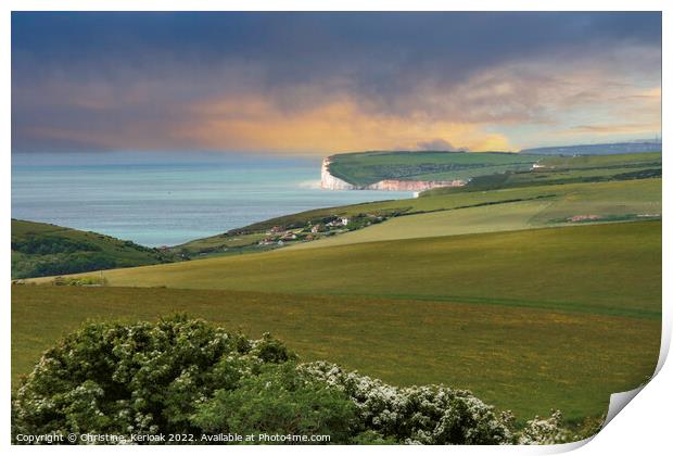 Beachy Head & South Downs Print by Christine Kerioak