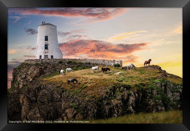 The Wild Horses of Llanddwyn Island Framed Print by Karl McCarthy