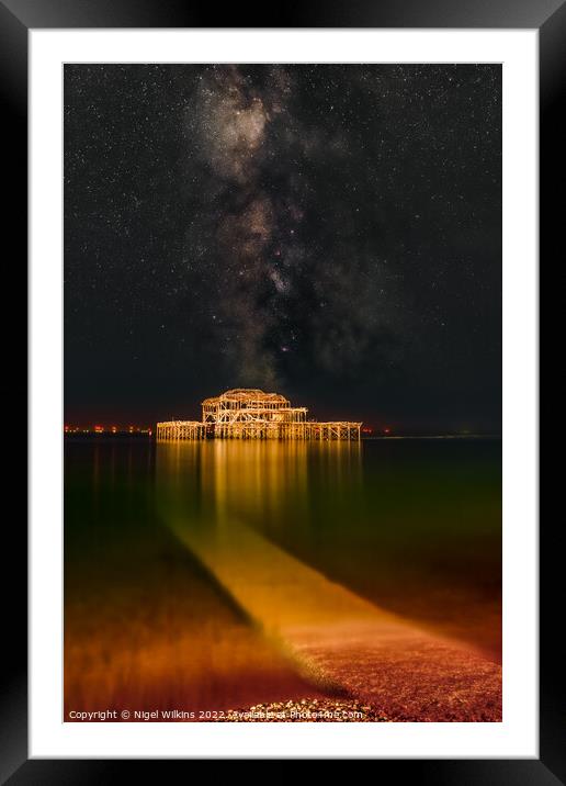 Brighton's West Pier & the Milky Way Framed Mounted Print by Nigel Wilkins