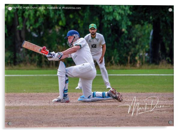 Man batting a cricket ball Acrylic by Mark Dunn