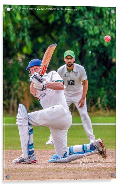 A cricketer batting a ball Acrylic by Mark Dunn