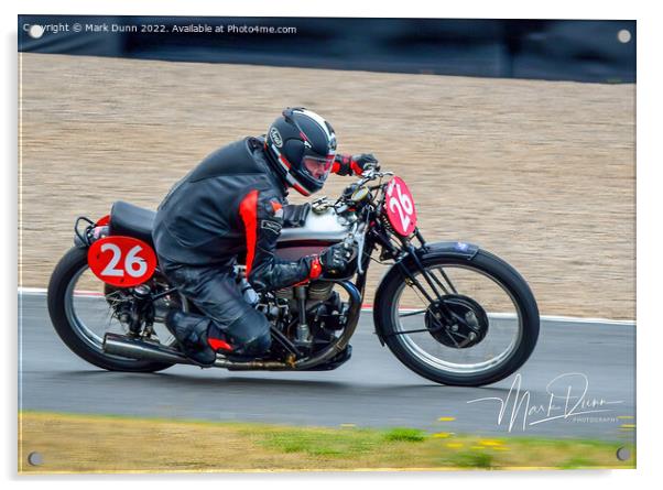 Racing a classic motorcycle Acrylic by Mark Dunn