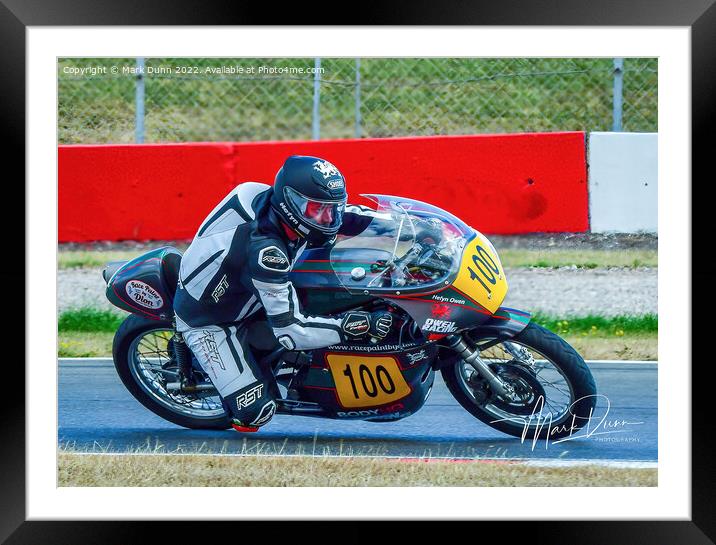 classic motorcycle on a track Framed Mounted Print by Mark Dunn